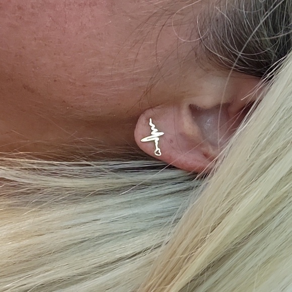 HEARTBEAT EKG STUD EARRINGS, Choice of Color - Picture 2 of 7